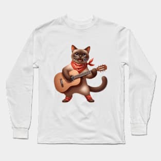 funny cat playing guitar - cat lover funny gifts for cat lover Long Sleeve T-Shirt